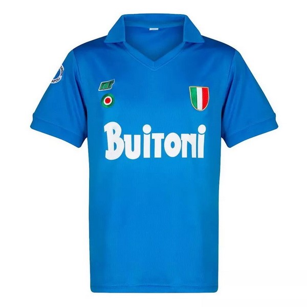 Maillot Football Naples Domicile Retro 1987 1988 Bleu